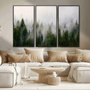 Misty Pine Forest Wall Art Canvas Print | 3 Panel Green by MyGreatCanvas | Canvas Wall Art Prints | Photo Prints & Wall Decor