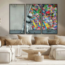Banksy Colorful Street Graffiti Canvas Wall Art Print, by MyGreatCanvas | Canvas Wall Art Prints | Photo Prints & Wall Decor