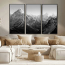 Everest Himalaya Mountain Peaks Black & White Triptych