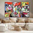 Picasso Style Art Abstract Canvas Wall Art Print , Colorful
