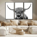 Grayscale Scottish Highland Cow Cattle Art Print Farmhouse by MyGreatCanvas | Canvas Wall Art Prints | Photo Prints & Wall Decor