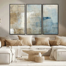 Abstract Blue and Beige Wall Art, Modern Minimalist Canvas