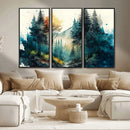 Watercolor Trees Forest Abstract Wall Art Canvas Print,