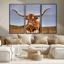 Texas Longhorn Wall Art Print, Framed Longhorn Cow Wall Art