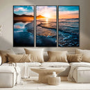 Sunset Beach Ocean Canvas Wall Art – Tranquil Ocean
