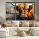 Highland Cow Abstract Canvas Wall Art – Bold Farmhouse