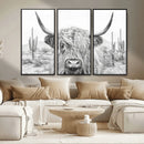 Rustic Charm | Cow Longhorn Black White Bighorn Wall Art
