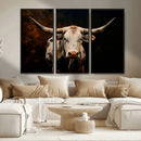 Texas Longhorn Wall Art | 3-Panel Large Texas Longhorn
