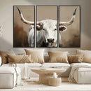White Longhorn Bull Wall Art Canvas Print – Framed and Ready by MyGreatCanvas | Canvas Wall Art Prints | Photo Prints & Wall Decor
