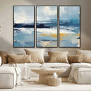 Abstract Ocean Canvas Wall Art - Coastal Blue and Gold