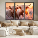Highland Cows at Sunrise Wall Art Canvas Set – Serene and by MyGreatCanvas | Canvas Wall Art Prints | Photo Prints & Wall Decor