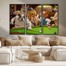 Dogs Playing Pool Canvas Wall Art Funny Gifts Dog Print