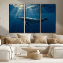 Whale under Ocean Wall Art Canvas Print