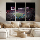 Ben Hill Griffin Stadium Night Game Triple Canvas Wall Art -
