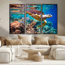 Sea Turtle Wall Art Canvas Print – Vibrant Ocean Coral Reef