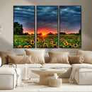 Golden Sunflower Field at Sunset – Breathtaking Sky and
