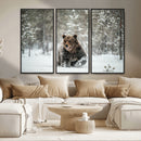 Grizzly Bear Wall Art – Framed Snowy Forest Canvas Artwork, by MyGreatCanvas | Canvas Wall Art Prints | Photo Prints & Wall Decor
