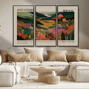 Yayoi Kusama Landscape Canvas Print, Vibrant Floral Mountain