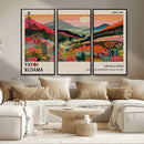 Yayoi Kusama Landscape Canvas Print, Vibrant Floral Mountain