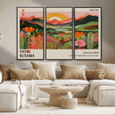Framed Yayoi Kusama Print, Vibrant Floral Mountain Art