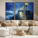 Abstract Stormy Ocean Pier Canvas Wall Art Print | Stormy