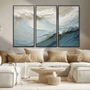 Waves Abstract Wall Art Print, Modern Framed Abstract Canvas