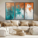 Vintage Abstract Print - Bold Teal and Orange Canvas Wall