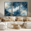 Large Abstract Print - Luxe Blue and Gold Abstract Canvas