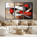 Abstract Wall Art - Modern Red and White Canvas Wall Art