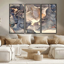 Abstract Blue and Gold Wall Art - Fluid Ink Artwork - Modern
