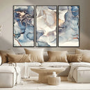 Abstract Blue and Gold Canvas Wall Art - Fluid Modern Ink