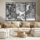 Black White Abstract Canvas Wall Art - Fluid Ink Artwork -