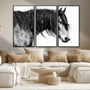 Black Horse Wall Art Canvas Print – Elegant Farmhouse Decor