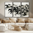 Abstract Horse Wall Art Canvas Print - Dynamic Black Ink