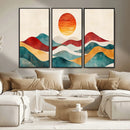 Southwest Mountain Wall Art Canvas Print – Boho Triptych