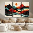 Western Wall Decor - Large Triptych Mountain Canvas - Boho