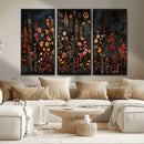 Dark Floral Canvas Wall Art - Moody Botanical Flower Print -