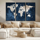 Vintage World Map Canvas Wall Art - Framed Map Print for