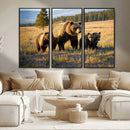Grizzly Bear Family Wall Art Canvas Print – Majestic