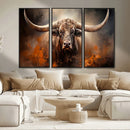 Highland Bull Canvas Abstract Canvas Wall Art Print –