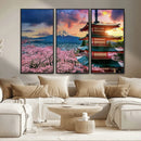 Mount Fuji Cherry Blossom Wall Art Canvas Print – Framed