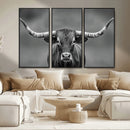 Texas Longhorn Wall Art Canvas Print – Framed Western Bull