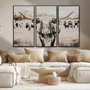 Texas Longhorn Wall Art Canvas Print – Framed Speckled Bull