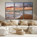 Ocean Sunset Wall Art Canvas Print – Framed Sandy Shore