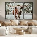 Texas Longhorn Wall Art Canvas Print – Framed Spotted Bull