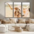 Texas Longhorn Wall Art Canvas Print – Framed Spotted Cow