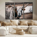 Texas Longhorn Wall Art Canvas Print – Framed Spotted Bull