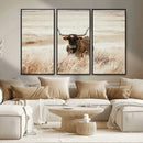 Texas Longhorn Wall Art Canvas Print – Framed Brown Horned