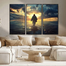 Jesus Walks Wall Art Canvas Print Framed Divine Sunset Art
