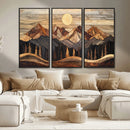 Wood Mountain Wall Art Canvas Print – Framed Boho Abstract
